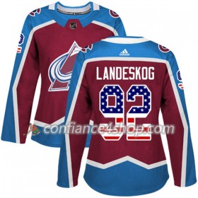 Adidas Maillot de Hockey Colorado Avalanche Gabriel Landeskog 92 2017-2018 Rouge USA Flag Fashion Authentic - Femme